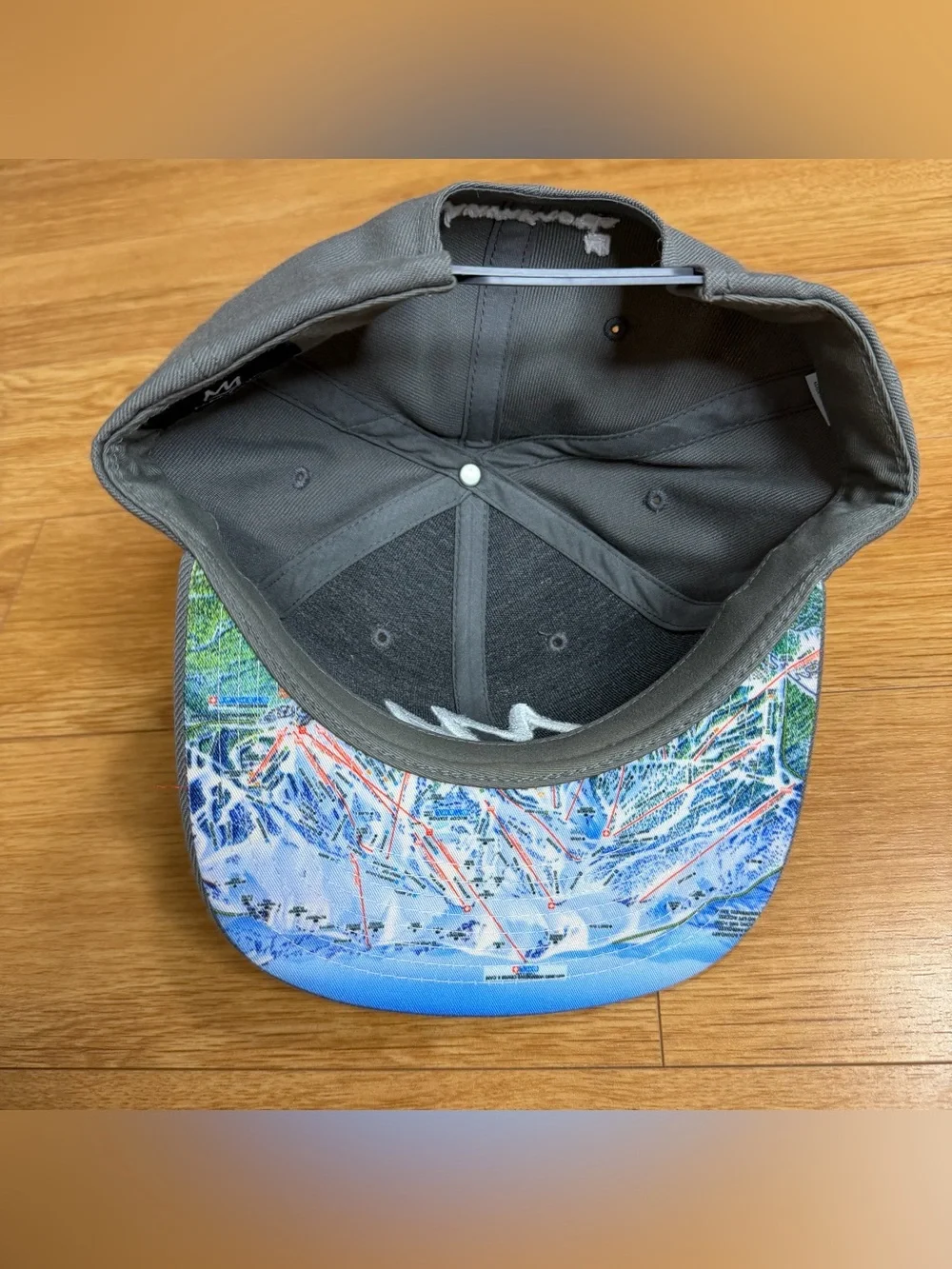 Mammoth Mountain Crown Trail Map Brim Cap Small Adult Or Youth Gray SnapBack